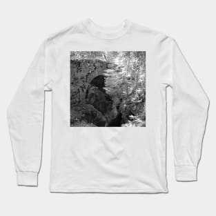 Picturesque Stone Bridge over Rocks Forest Creek, Alps Long Sleeve T-Shirt